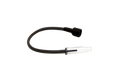 Black rubber tubing with a clear plastic connector and black cap end