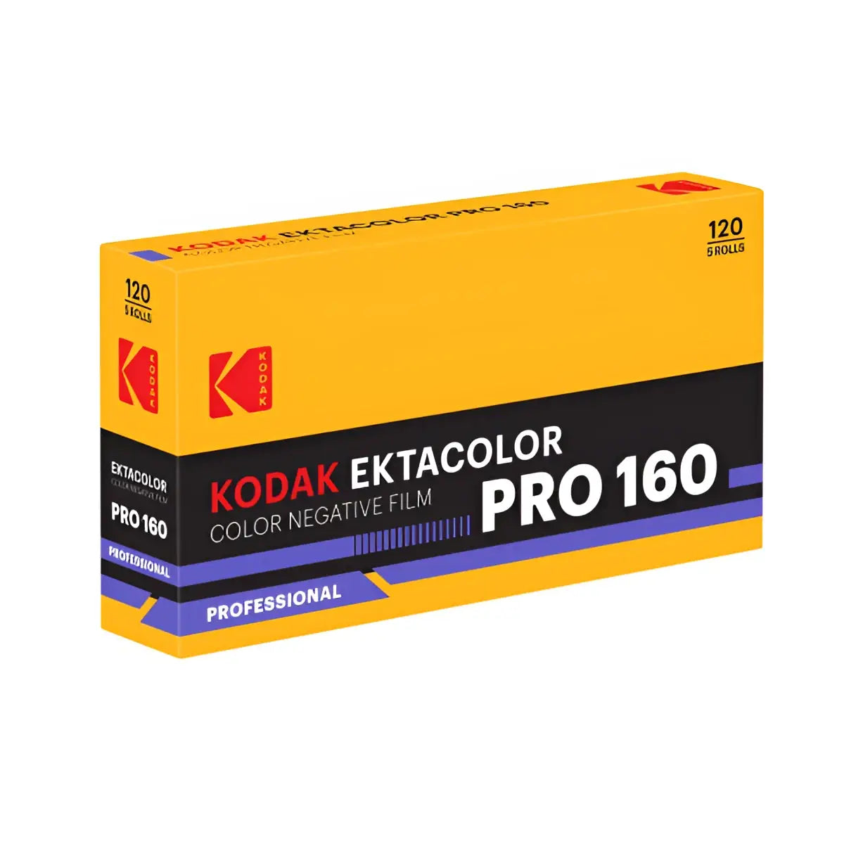 Kodak ektacolor pro 160 iso color c41 medium format film in vibrant yellow box for professional photographers 5-pack