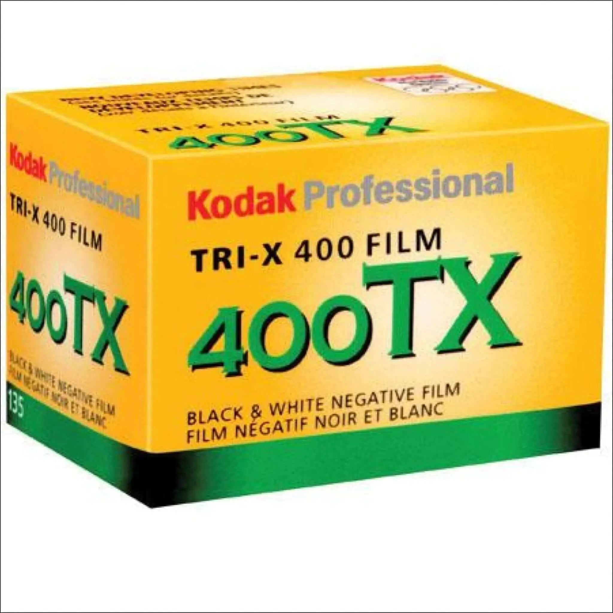 Yellow and green kodak professional tri-x 400 film box.