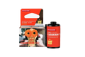 Red lomography lomochrome classicolor 200 color negative film canister with black top and white text.